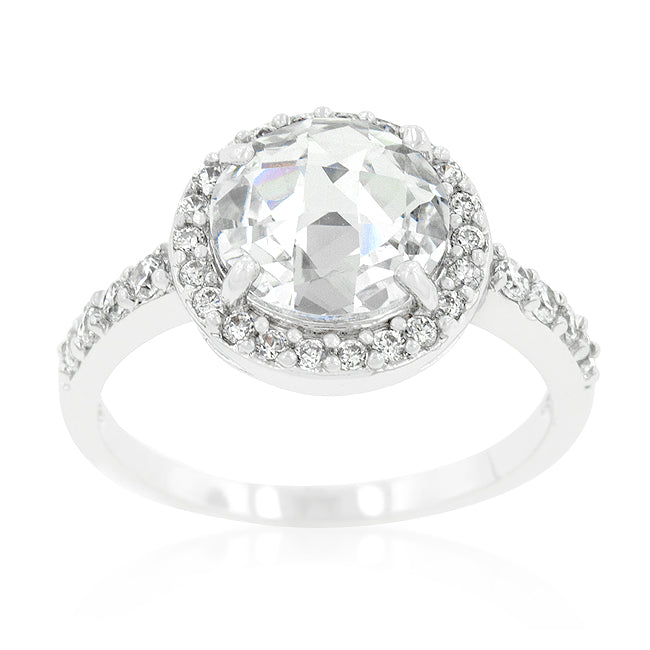 Bold Detail Modern Muse Halo Style Faceted Engagement Ring - Friggin Jewelry Fashion