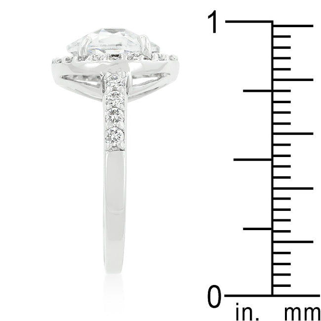 Bold Detail Modern Muse Halo Style Faceted Engagement Ring - Friggin Jewelry Fashion