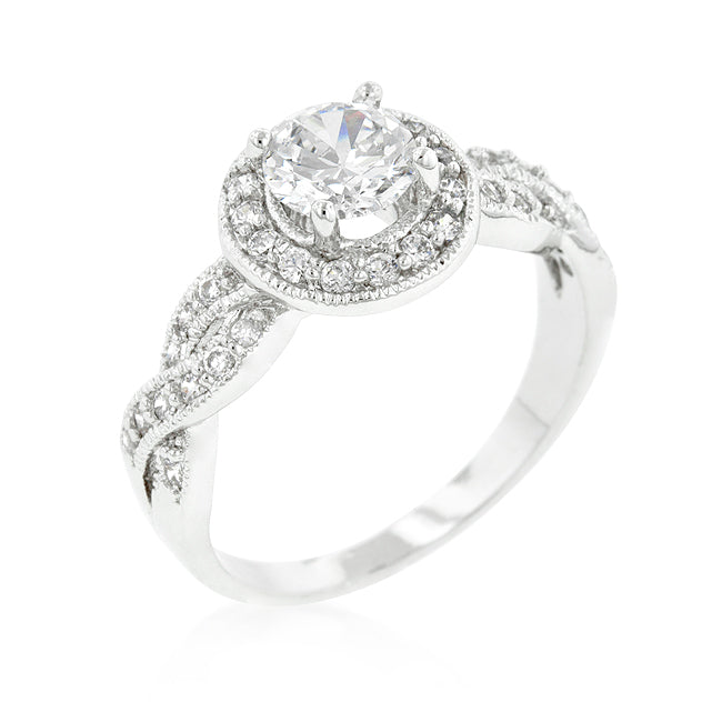 Playful Drama Studio Line Round Cut Halo Engagement Ring - Friggin Jewelry Fashion