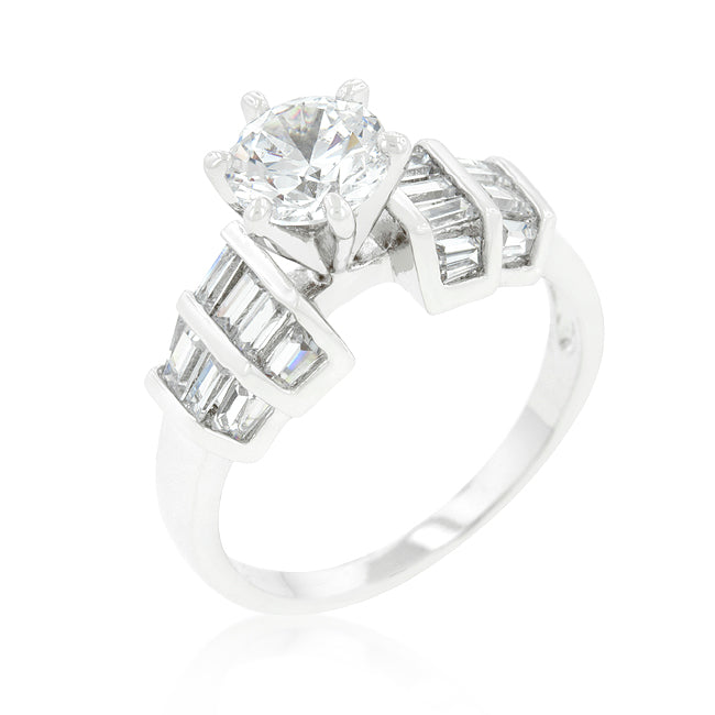 Regency Muse Signature Line Tapered Baguette Cubic Zirconia Engagement Ring - Friggin Jewelry Fashion