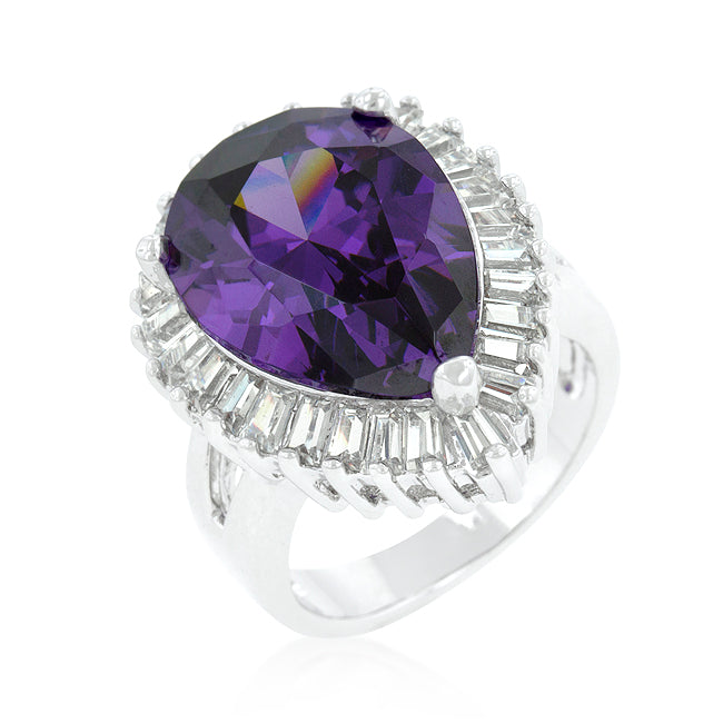 Effortless Charm Daily Icon Cubic Zirconia Purple and Clear Cocktail Ring - Friggin Jewelry Fashion