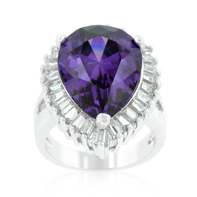 Effortless Charm Daily Icon Cubic Zirconia Purple and Clear Cocktail Ring - Friggin Jewelry Fashion