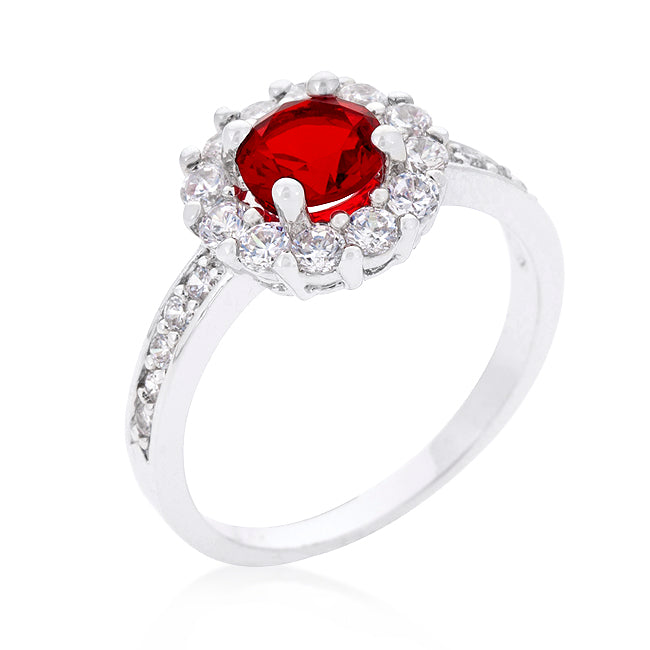 Sleek Heritage Signature Line Ruby Red Halo Engagement Ring - Friggin Jewelry Fashion