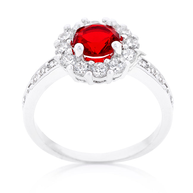 Sleek Heritage Signature Line Ruby Red Halo Engagement Ring - Friggin Jewelry Fashion