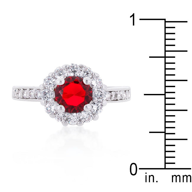 Sleek Heritage Signature Line Ruby Red Halo Engagement Ring - Friggin Jewelry Fashion