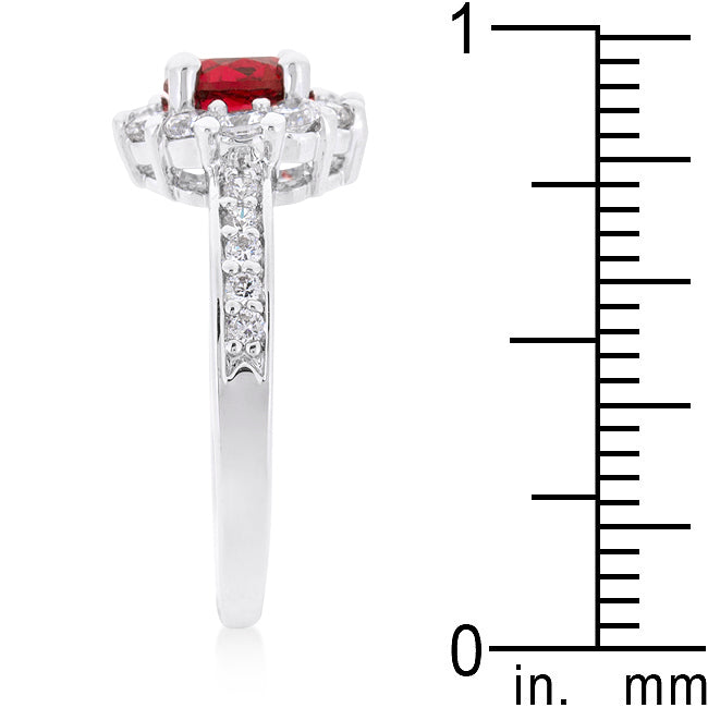 Sleek Heritage Signature Line Ruby Red Halo Engagement Ring - Friggin Jewelry Fashion
