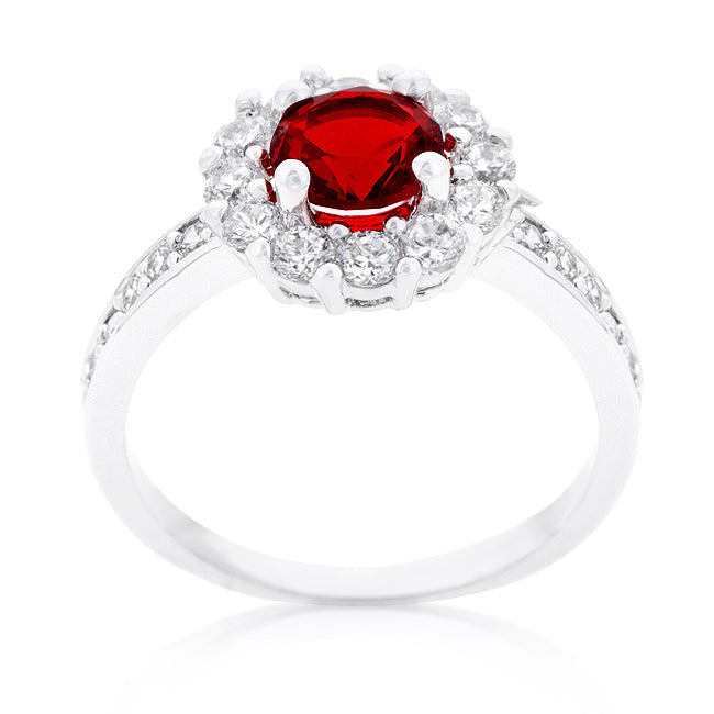 Signature Whisper Sleek Line Garnet Halo Engagement Ring - Friggin Jewelry Fashion