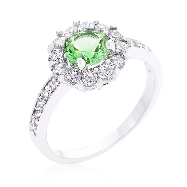 Faceted Whisper Couture Line Bella Birthstone Engagement Ring in Green - Friggin Jewelry Fashion