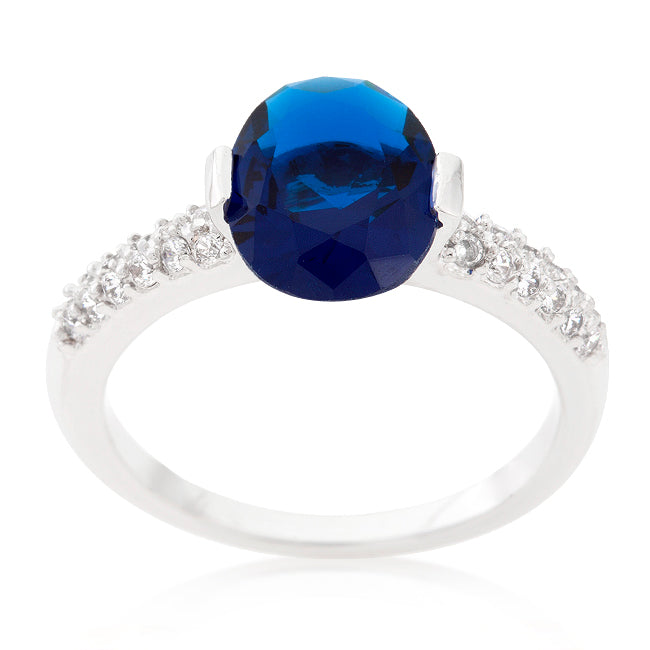 Bright Edge Studio Icon Blue Oval Cubic Zirconia Engagement Ring - Friggin Jewelry Fashion