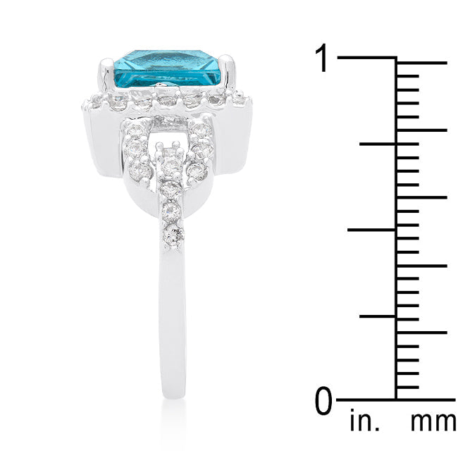 Little Luxuries Signature Edit Halo Style Princess Cut Aqua Blue Cocktail Ring - Friggin Jewelry Fashion
