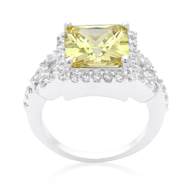 Essential Icon Classic Series Halo Style Princess Cut Peridot Cocktail Ring - Friggin Jewelry Fashion