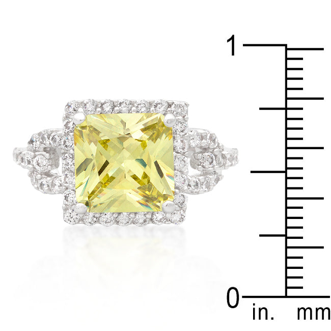 Essential Icon Classic Series Halo Style Princess Cut Peridot Cocktail Ring - Friggin Jewelry Fashion