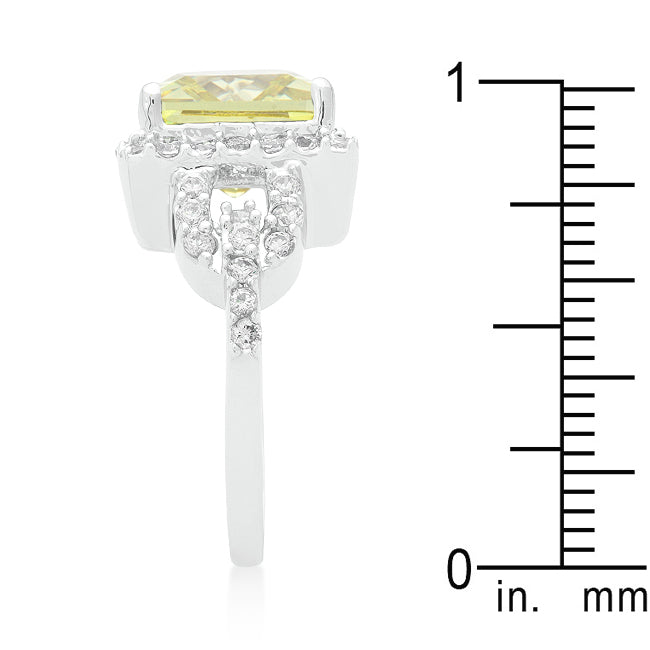 Essential Icon Classic Series Halo Style Princess Cut Peridot Cocktail Ring - Friggin Jewelry Fashion