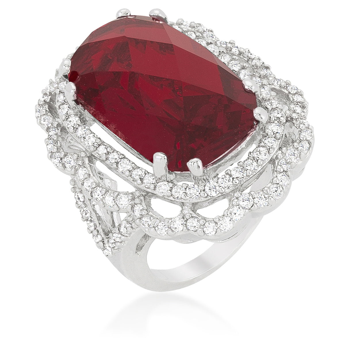 Clever Spark Modern Line Red Cocktail Crest Ring - Friggin Jewelry Fashion