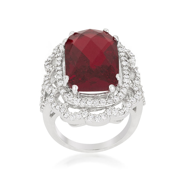 Clever Spark Modern Line Red Cocktail Crest Ring - Friggin Jewelry Fashion