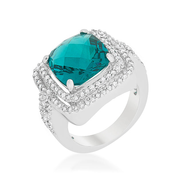 Classic Line Sculpted Edit Candy Aqua Cocktail Ring - Friggin Jewelry Fashion