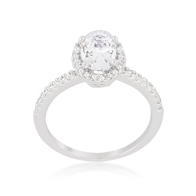 Everyday Spark Modern Icon Oval-Cut Floating Halo Cubic Zirconia Engagement Ring - Friggin Jewelry Fashion