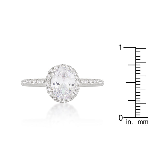 Everyday Spark Modern Icon Oval-Cut Floating Halo Cubic Zirconia Engagement Ring - Friggin Jewelry Fashion
