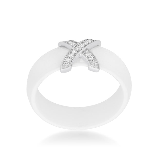 Confident Whisper Signature Edit Modern Classic X Ring - White - Friggin Jewelry Fashion