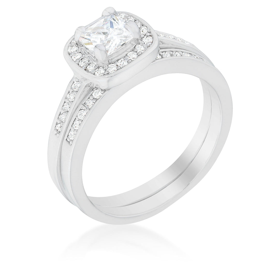 Covetable Icon Classic Line Pave Cushion Wedding Ring Set - Friggin Jewelry Fashion