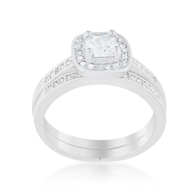 Covetable Icon Classic Line Pave Cushion Wedding Ring Set - Friggin Jewelry Fashion