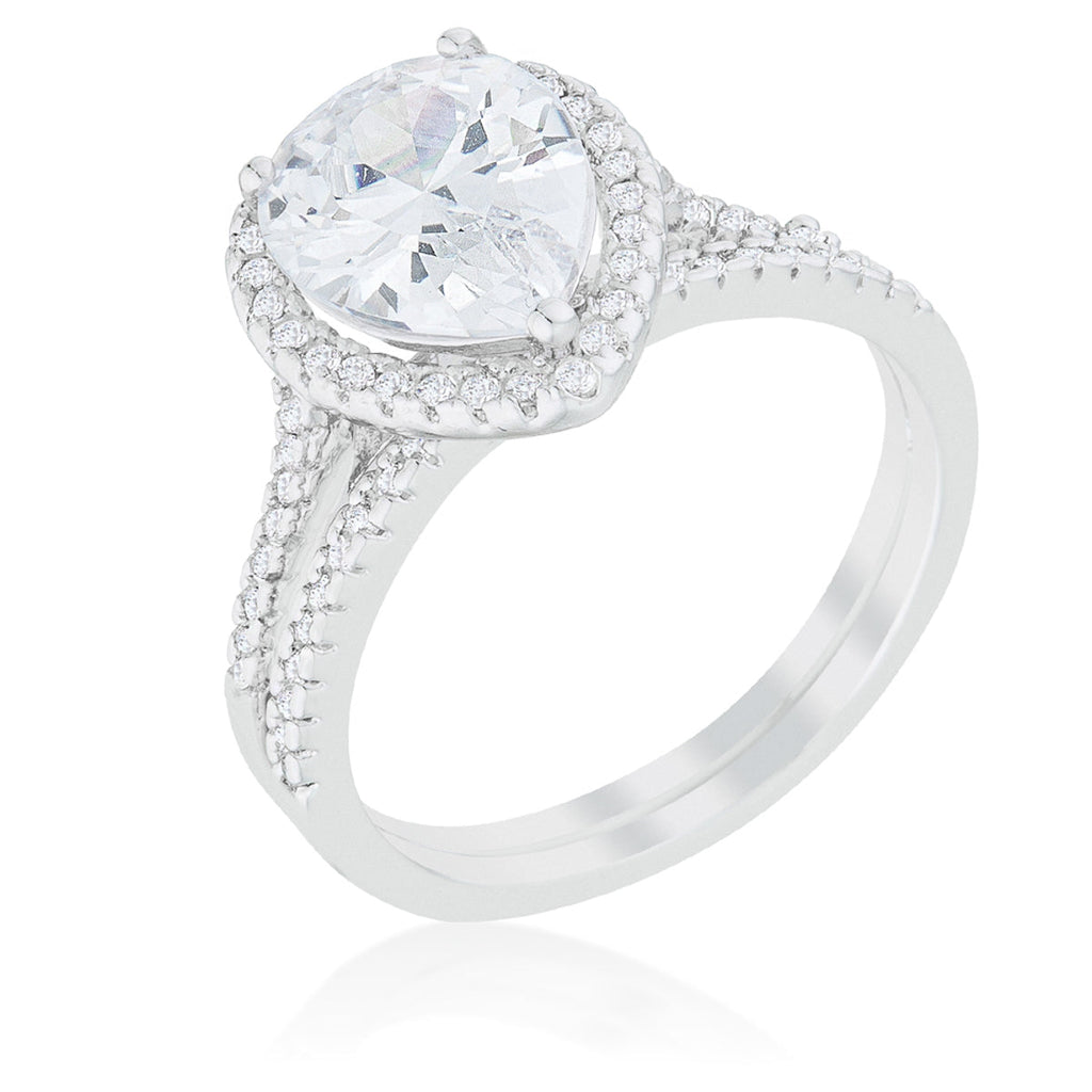 Envy Worthy Icon Heritage Line Halo Solitaire Pear Engagement Ring - Friggin Jewelry Fashion