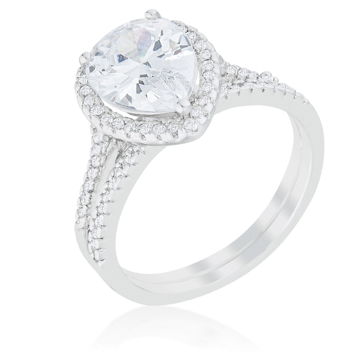 Envy Worthy Icon Heritage Line Halo Solitaire Pear Engagement Ring - Friggin Jewelry Fashion