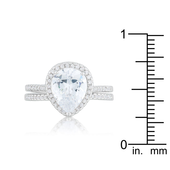 Envy Worthy Icon Heritage Line Halo Solitaire Pear Engagement Ring - Friggin Jewelry Fashion
