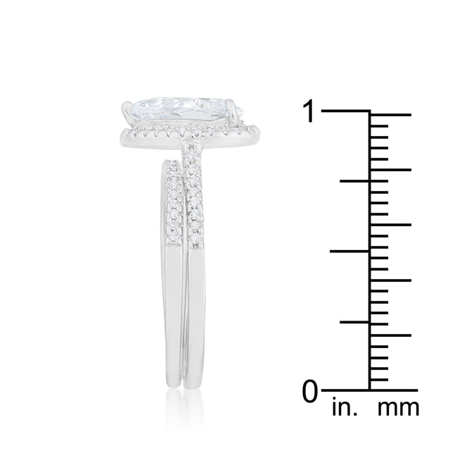Envy Worthy Icon Heritage Line Halo Solitaire Pear Engagement Ring - Friggin Jewelry Fashion