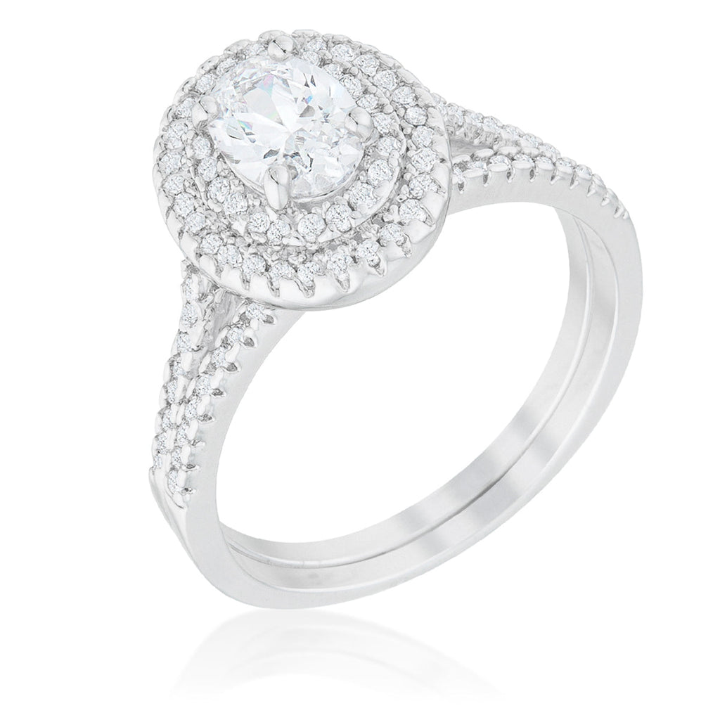Couture Whisper Signature Line Oval Wedding Ring Set - Friggin Jewelry Fashion