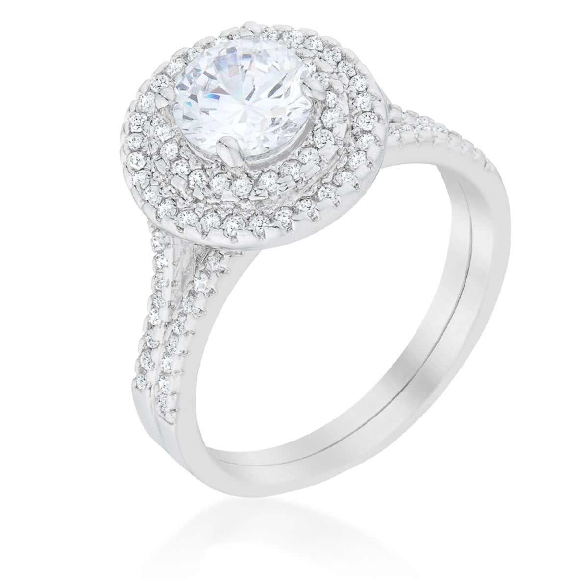 Refined Whisper Signature Edit Pave Round Wedding Ring Set - Friggin Jewelry Fashion