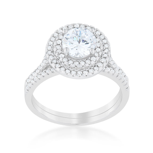 Refined Whisper Signature Edit Pave Round Wedding Ring Set - Friggin Jewelry Fashion