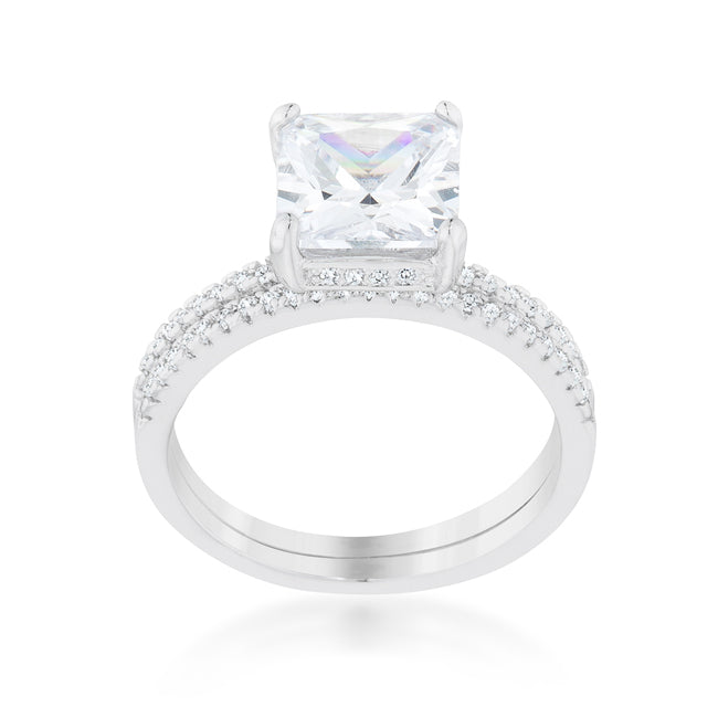 Radiant Edge Classic Series Princess Solitaire Wedding Set Ring - Friggin Jewelry Fashion