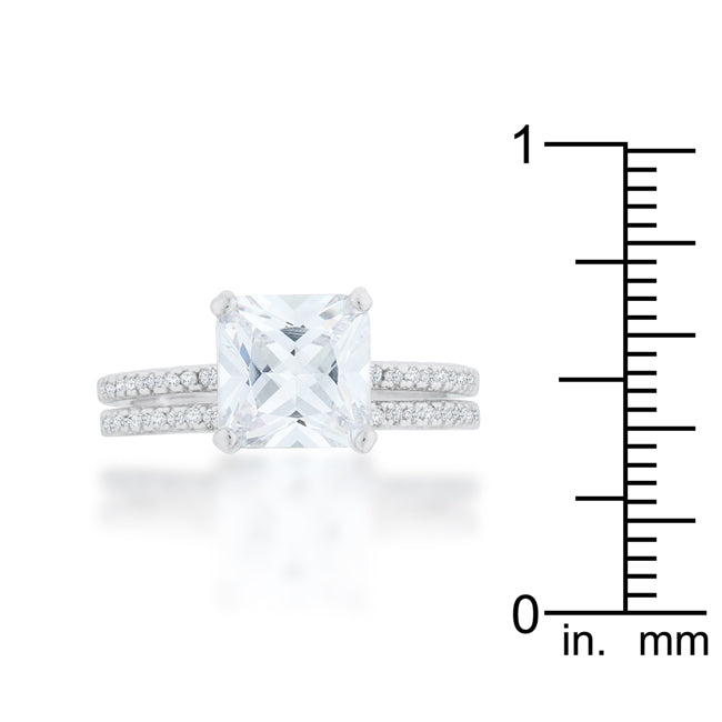 Radiant Edge Classic Series Princess Solitaire Wedding Set Ring - Friggin Jewelry Fashion