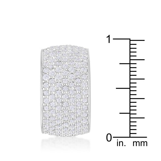 Sovereign Edge Modern Edit Wide Pave Cubic Zirconia Silvertone Band Ring - Friggin Jewelry Fashion