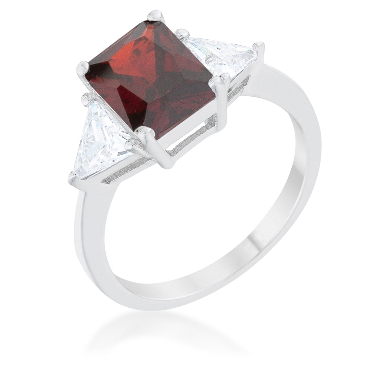 Polished Edge Timeless Edit Classic Garnet Rhodium Engagement Ring - Friggin Jewelry Fashion