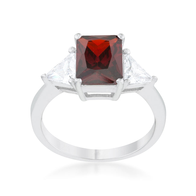 Polished Edge Timeless Edit Classic Garnet Rhodium Engagement Ring - Friggin Jewelry Fashion