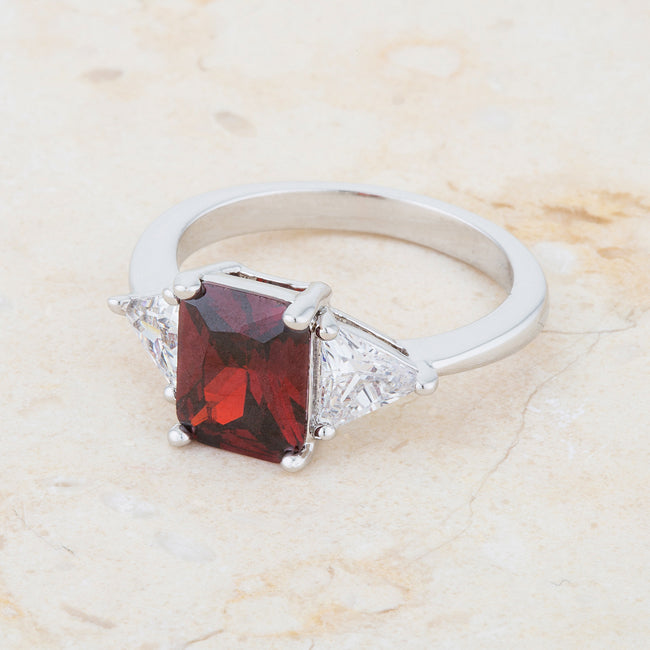 Polished Edge Timeless Edit Classic Garnet Rhodium Engagement Ring - Friggin Jewelry Fashion