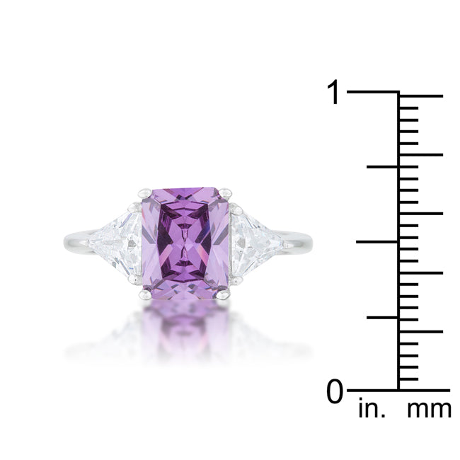 Seductive Detail Icon Series Classic Amethyst Rhodium Engagement Ring - Friggin Jewelry Fashion
