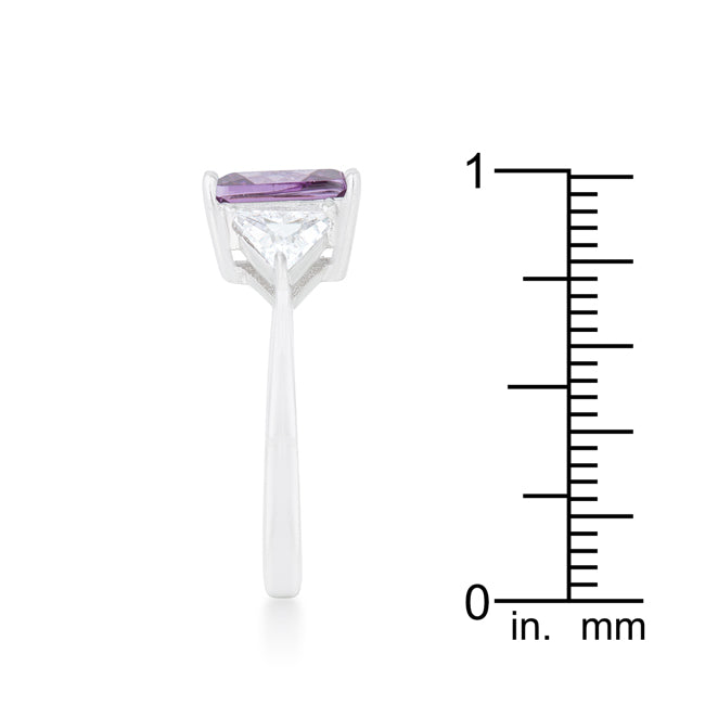 Seductive Detail Icon Series Classic Amethyst Rhodium Engagement Ring - Friggin Jewelry Fashion
