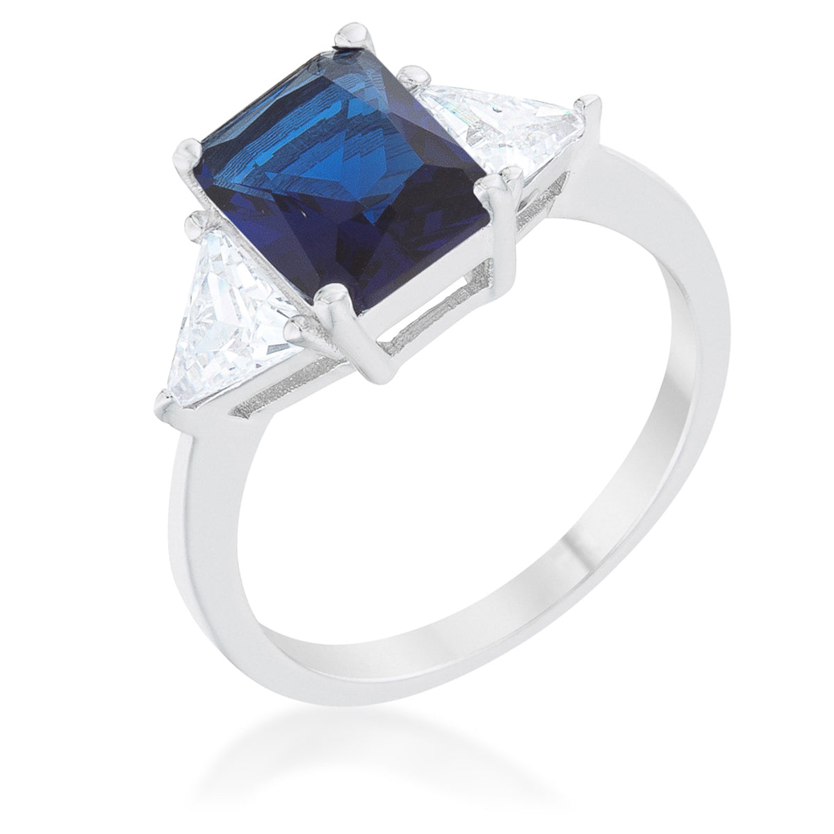 Desired Whisper Couture Line Classic Sapphire Rhodium Engagement Ring - Friggin Jewelry Fashion