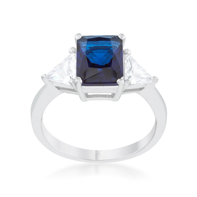 Desired Whisper Couture Line Classic Sapphire Rhodium Engagement Ring - Friggin Jewelry Fashion