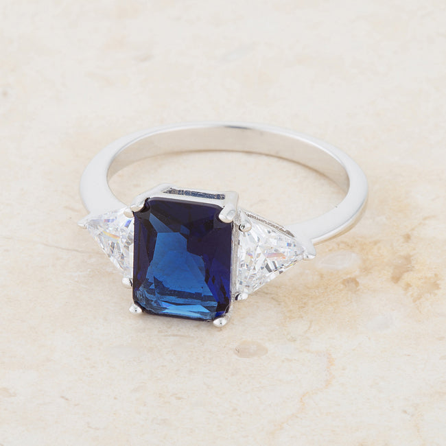 Desired Whisper Couture Line Classic Sapphire Rhodium Engagement Ring - Friggin Jewelry Fashion