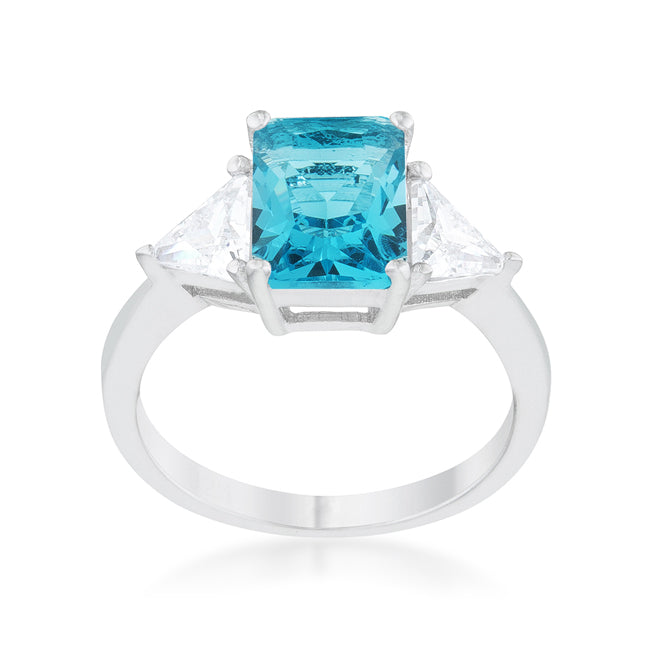 Everyday Spark Modern Icon Classic Blue Topaz Rhodium Engagement Ring - Friggin Jewelry Fashion