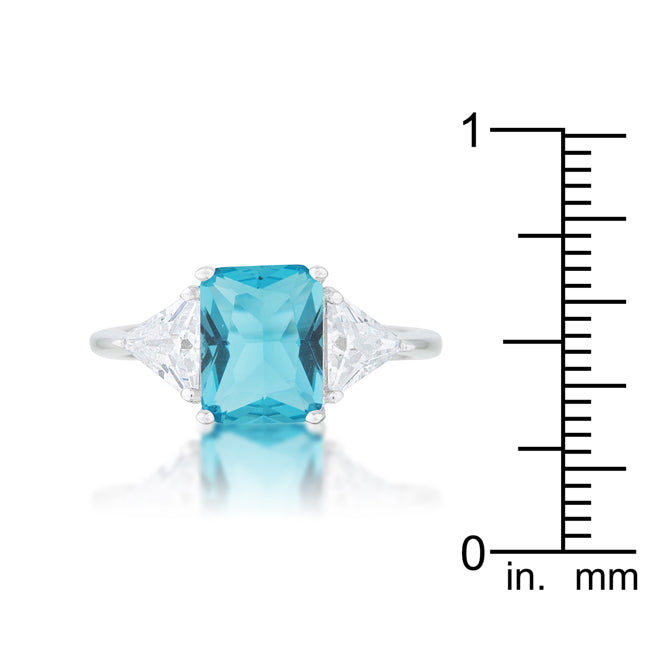 Everyday Spark Modern Icon Classic Blue Topaz Rhodium Engagement Ring - Friggin Jewelry Fashion