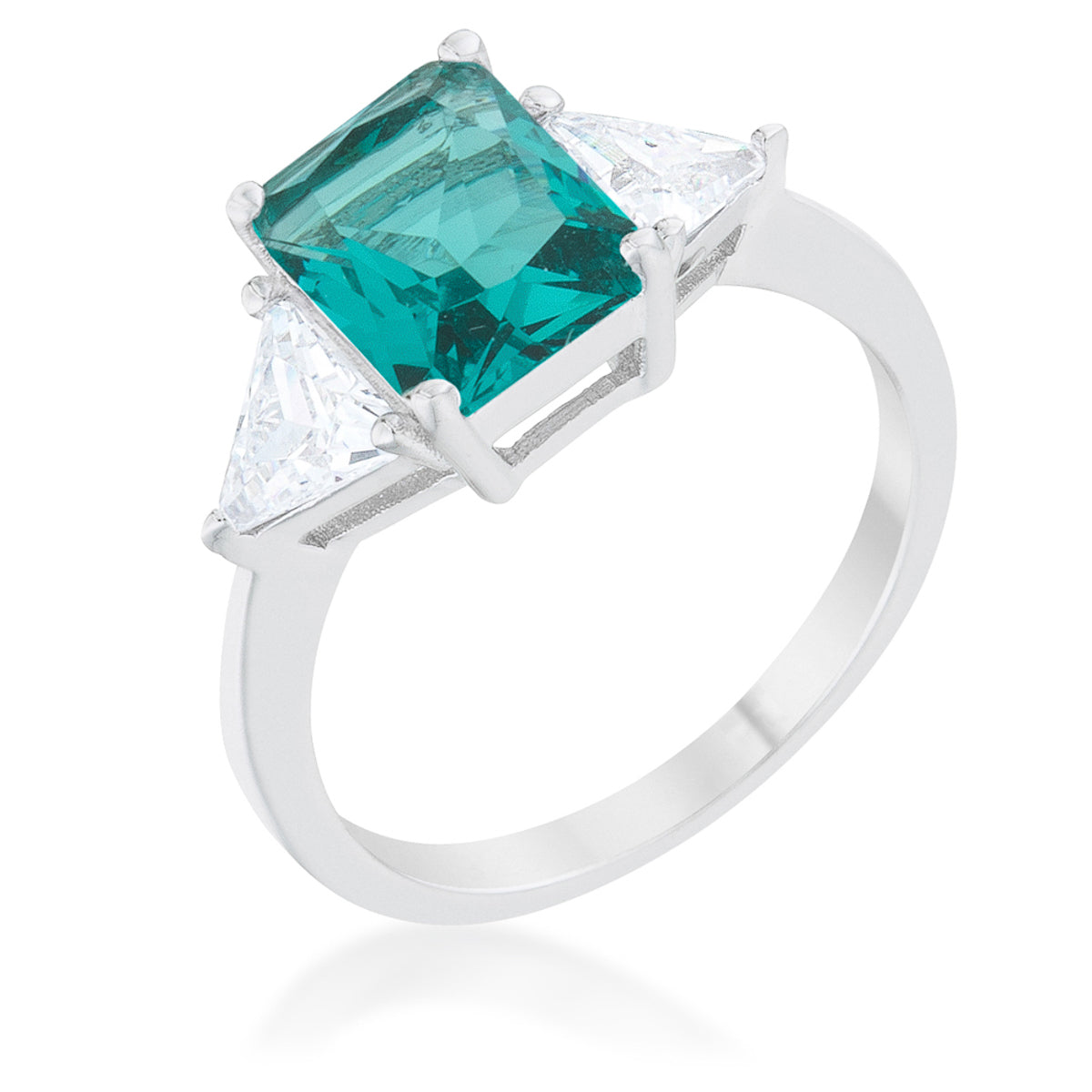 Sculpted Curve Modern Icon Classic Aqua Rhodium Engagement Ring - Friggin Jewelry Fashion