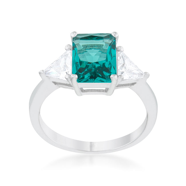 Sculpted Curve Modern Icon Classic Aqua Rhodium Engagement Ring - Friggin Jewelry Fashion
