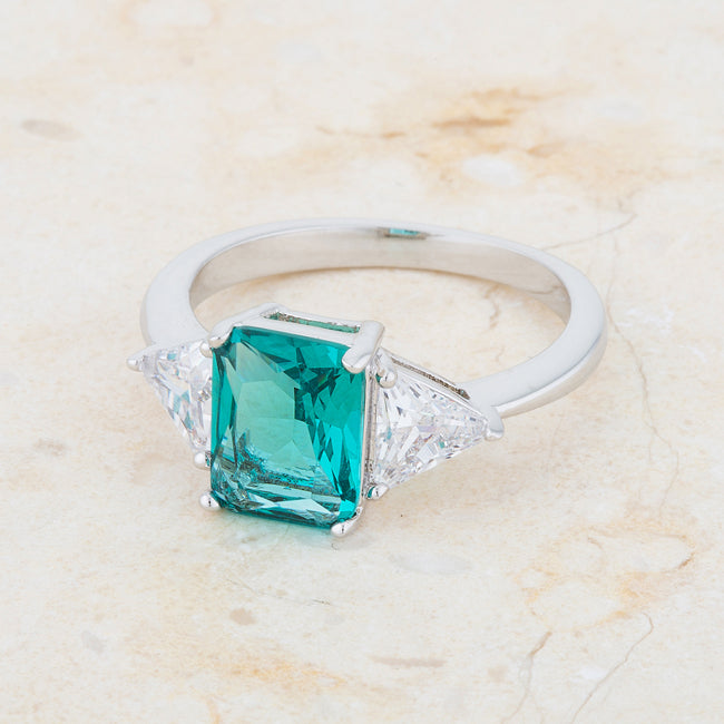 Sculpted Curve Modern Icon Classic Aqua Rhodium Engagement Ring - Friggin Jewelry Fashion