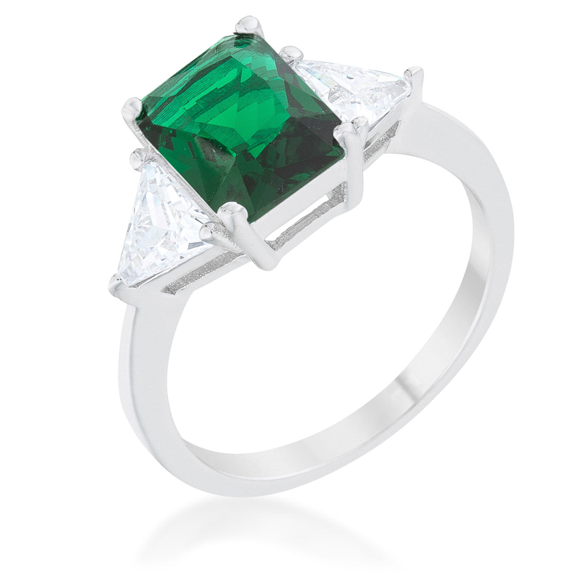 Timeless Spark Heritage Edit Classic Emerald Rhodium Engagement Ring - Friggin Jewelry Fashion