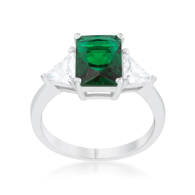 Timeless Spark Heritage Edit Classic Emerald Rhodium Engagement Ring - Friggin Jewelry Fashion